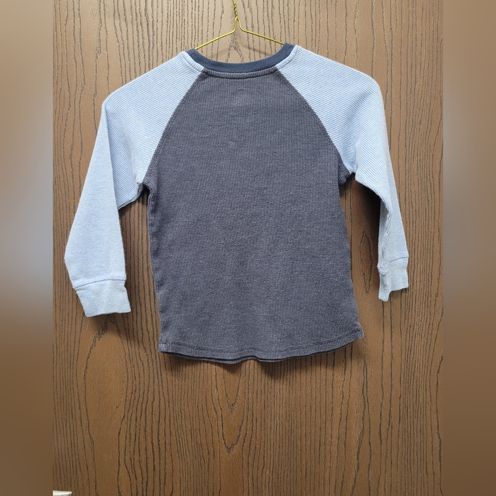 Boys 365 Thermal Long Sleeve Shirt Size 5 Two-Tone Blue - Picture 3 of 6